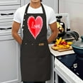 thumbnail image 3 of 2 Pack Adjustable Bib Apron with 2 Pockets - Black with Red Heart & ' Love ' in White Cursive Watercolor Design for Cooking & Chef Use, 3 of 5