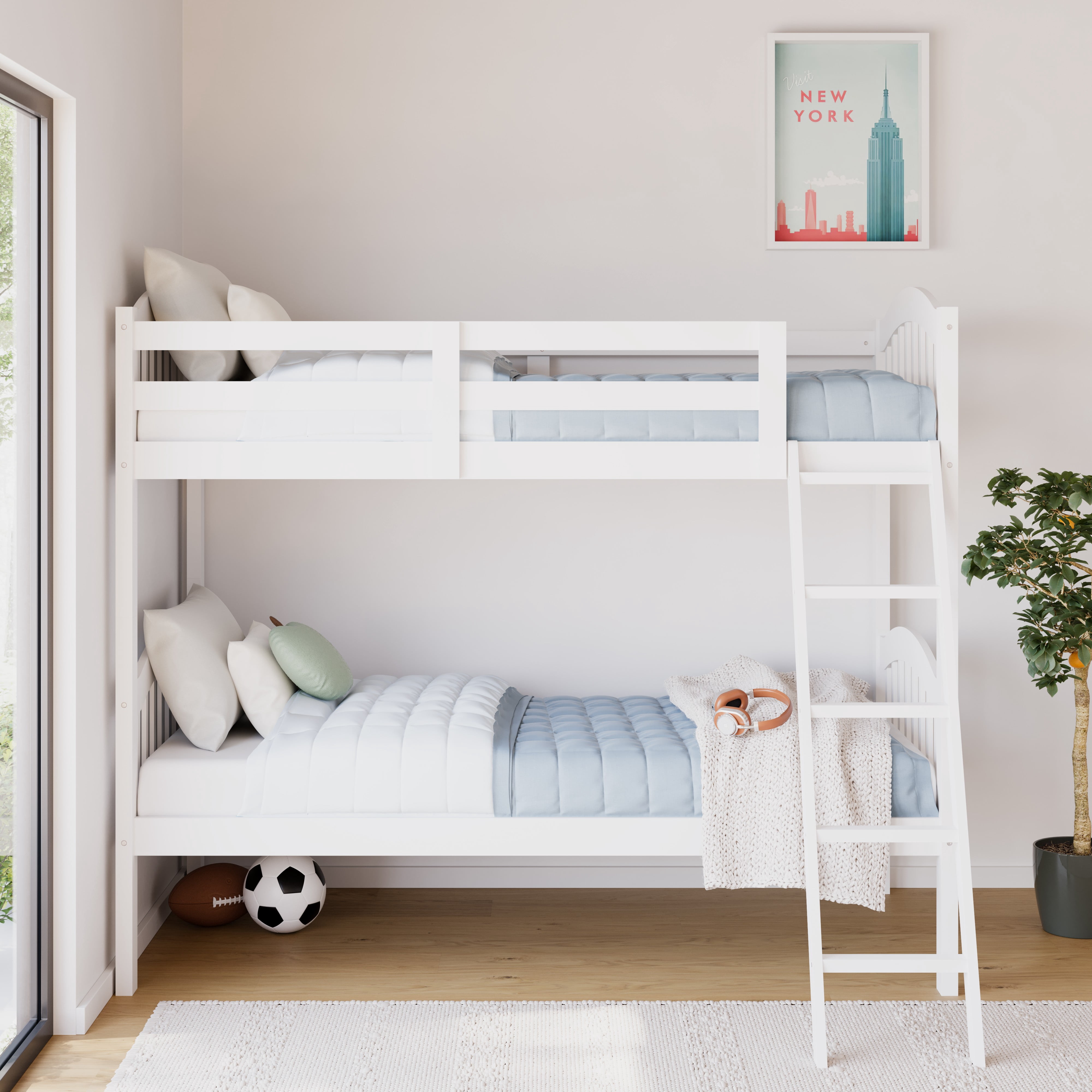 Storkcraft Long Horn Twin over Twin Bunk Bed, White