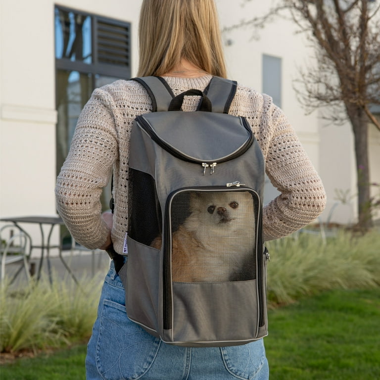 TrustyPup Medium Gray Cat Dog Travel Pet Backpack for Hikes and