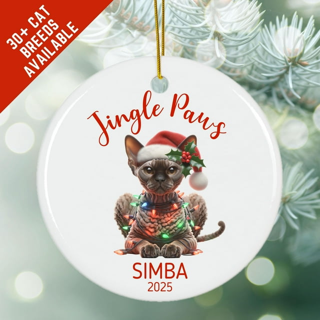 Personalized Devon Rex Cat Ornament, Cat Christmas Ornament, Custom Cat Name Ornament, Cat - As Picture - 10-Pack