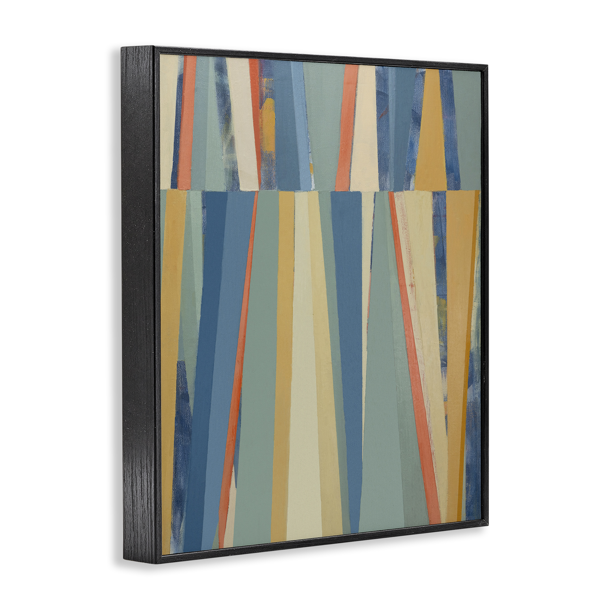 Stupell Industries Soft Blue Pointed Shapes Abstract Painting Black Framed Art Print Wall Art, 11 x 14