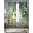 thumbnail image 2 of Vintage Oil Light Sheer Curtains 84 Inch Length 2 Panels Set Window Treatments, Spring Green Leaves Retro Candles Rod Pocket Semi Curtains for Living Room/Bedroom/Kitchen Décor, 104"W x 84"L, 2 of 7