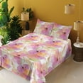 thumbnail image 2 of Ambesonne Nature Fitted & Flat Sheet with Shams 4 Pcs Set, Garden Print Flower Pattern, King, Pink Peach and Pastel Green, 2 of 5
