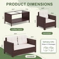 thumbnail image 6 of Lacoo 4 Pieces Patio Furniture Sets Rattan Chair Wicker Conversation Sofa Set Outdoor Tble and Chairs for Backyard Porch Garden Poolside Balcony, White, 6 of 7