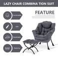 thumbnail image 4 of Aukfa Accent Chair with Ottoman,Lazy Lounge Chair with Arm,Side Pocket for Living Room, Gray, 4 of 8