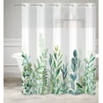 thumbnail image 3 of Mizhona Green Leaves Shower Curtains with Snap in Liner Plants No Hook Fabric Bathroom Curtain，71"× 86", 3 of 5