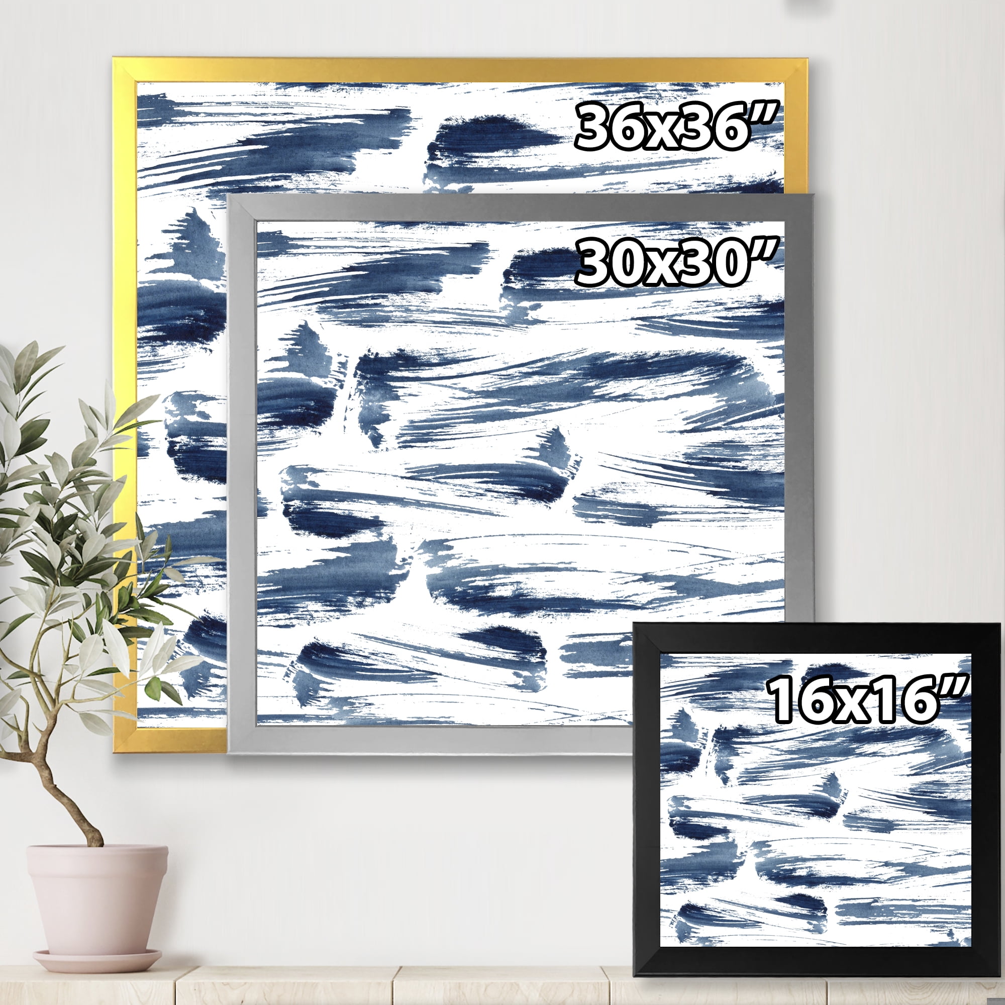 Designart 'Blue Abstract Aquatic Texture' Modern Framed Art Print