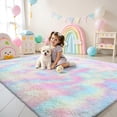 thumbnail image 2 of Buganda Soft Shag Area Rug, Washable Non-Slip Rug for Living Room Bedroom, Modern Decor Carpet, 5'X8', Rainbow, 2 of 6