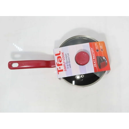 (case pack of 2) T-fal Simply Cook Nonstick Dishwasher Safe Cookware, 3qt Saucepan with Lid, Red
