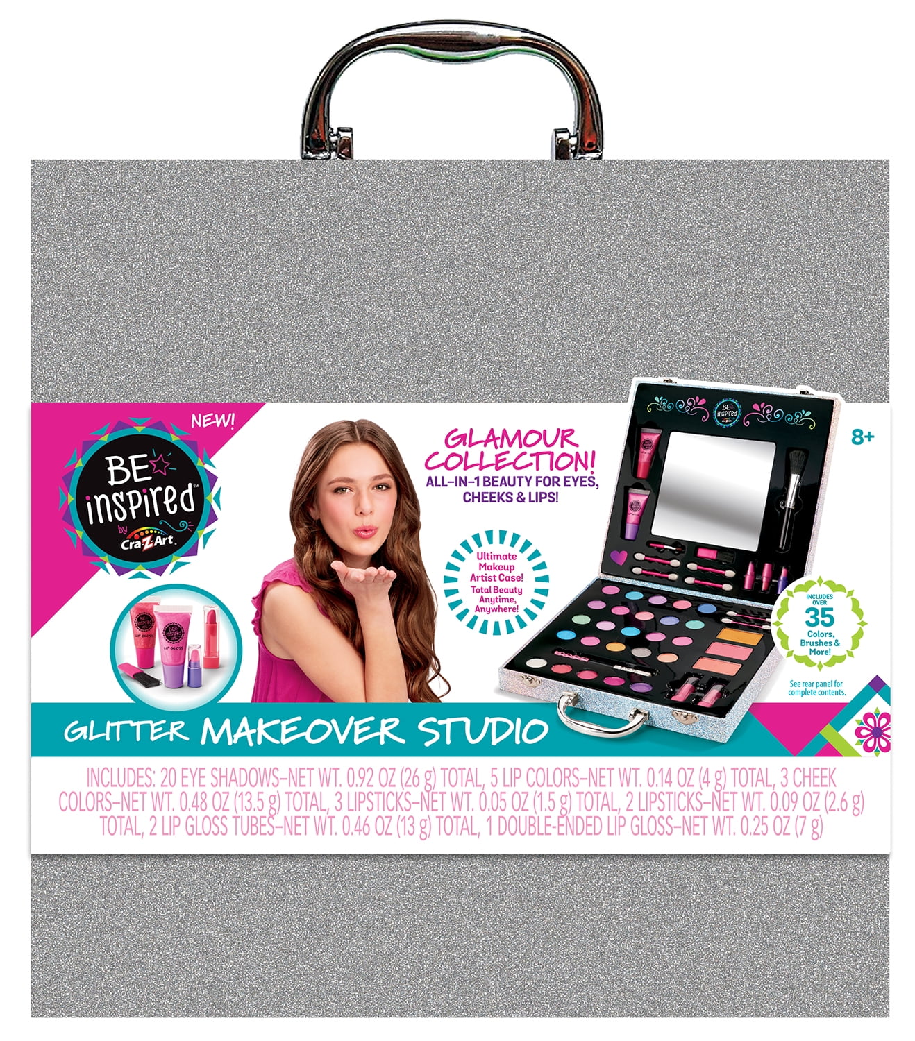 Cra-Z-Art Be Inspired Glitter Makeover Studio with Case, Makeup Set Ages 8 and up
