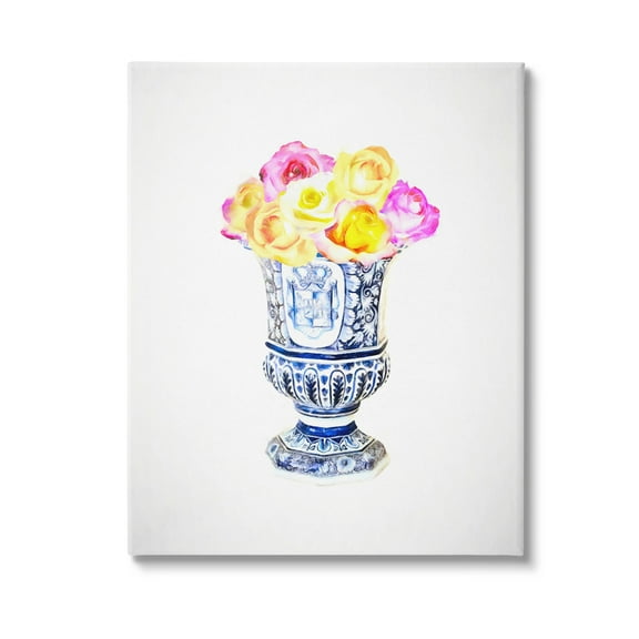 Stupell Industries Pink & Yellow Bouquet Botanical & Floral Painting Gallery Wrapped Canvas Art Print Wall Art, 16 x 20