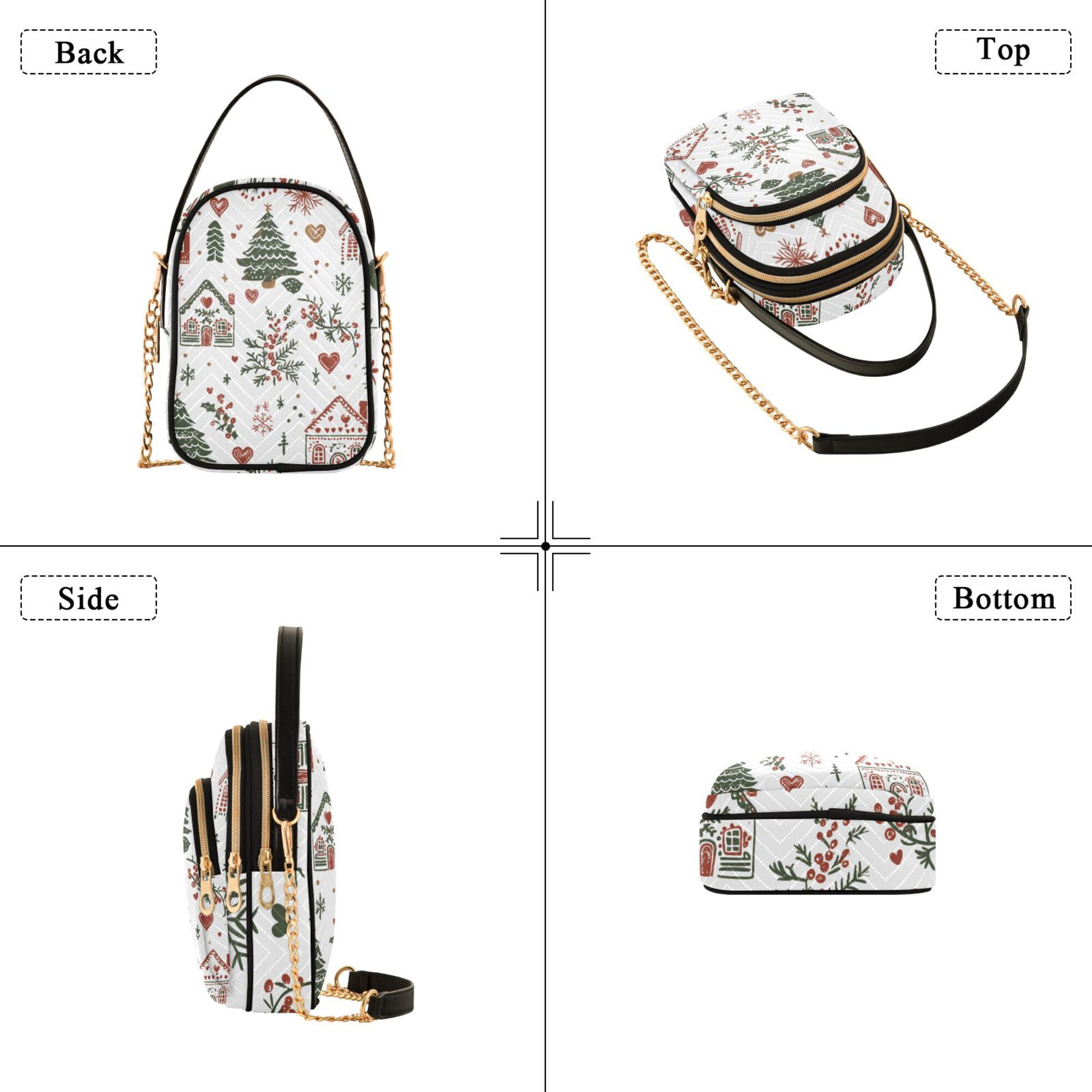 FORMRS Crossbody Bag for Women Quilted Travel Shoulder Cell Phone Purse with Chain Strap Handbag, White Nordic Christmas House