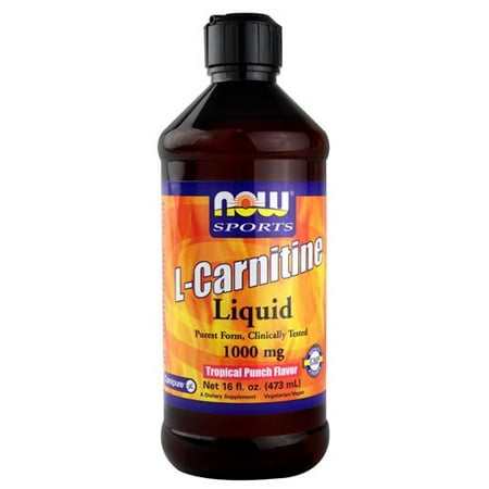 NOW Liquid L-Carnitine 1000mg, Tropical Punch, 16 Fl (Best Body L Carnitine Liquid)