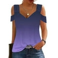 thumbnail image 2 of cfhntfmh Tops for Women Trendy Cold Shoulder V Neck Short Sleeve Fashion Print Shirts Casual Summer Workout Tunic Tops, 2 of 5
