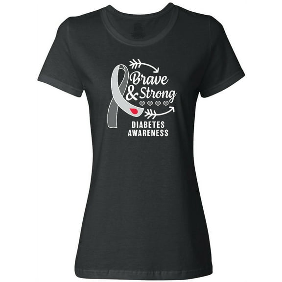 Inktastic Diabetes Awareness Brave and Strong Women's T-Shirt