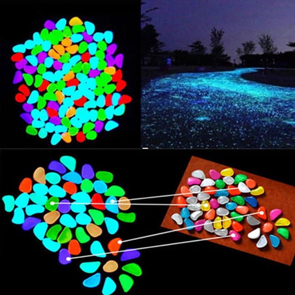 Glow in The Dark Rocks 50PCS Luminous Pebbles Glow Stones, Glowing Fish Tank Pebbles - Indoor/Outdoor Yard Garden/Aquarium/Planter/Walkway/Driveway Decor