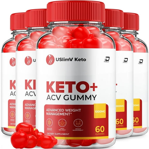 (5 Packs) USlimV Keto Gummies - USlimV KetoApple Cider Vinegar Gummy Supplement for Energy - USlimV Keto Gummies Dietary Supplement (300 Gummies)