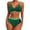 Green, variant on Women's High-Waisted Bikini Set UPF50+ Tummy Control Swimsuits Quick Dry Adjustable Straps Beach Swimwear with Removable Padded Bra Summer Swimwear