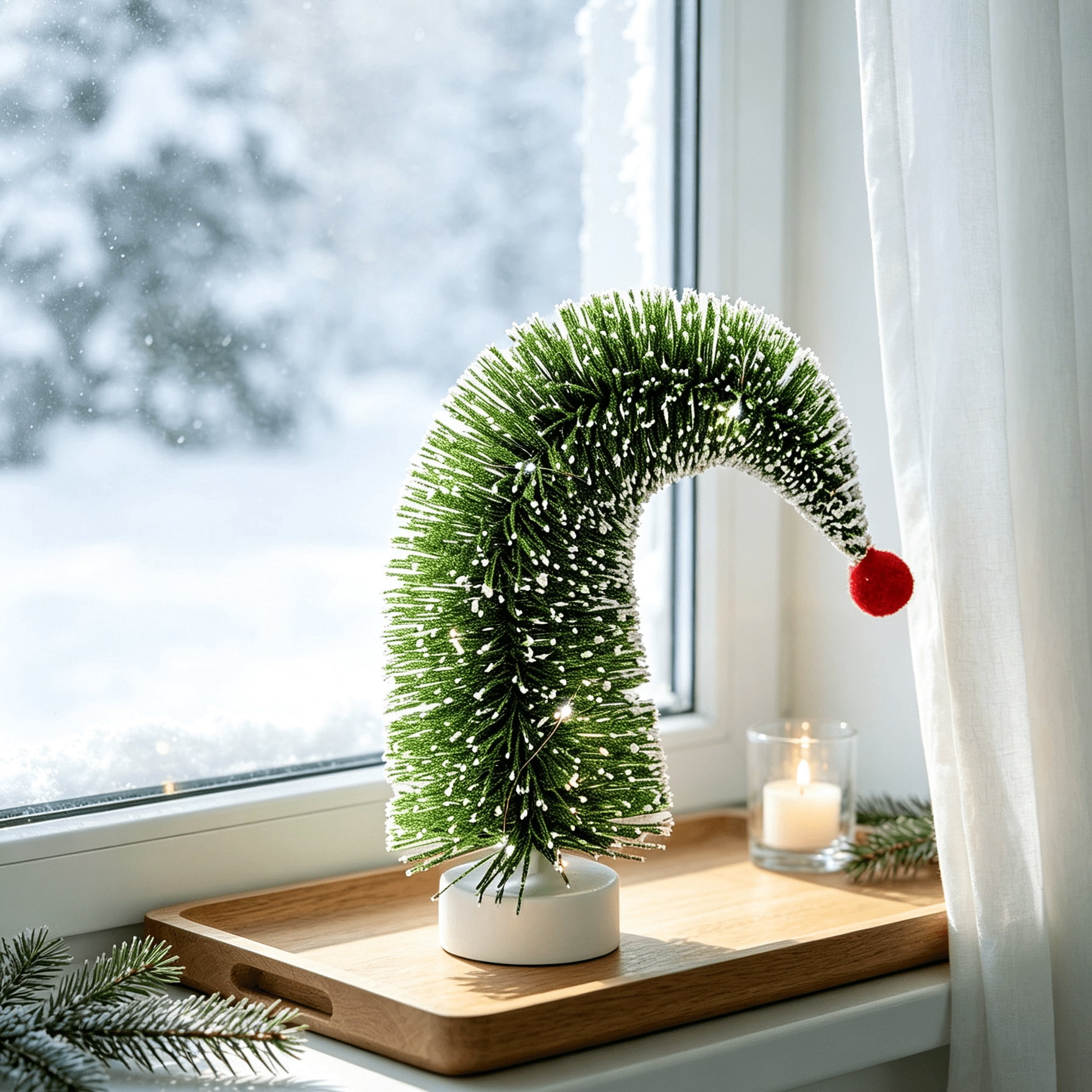 Light-Up Tree Christmas Village Accessory, Green and Red, 7", by Holiday Time
