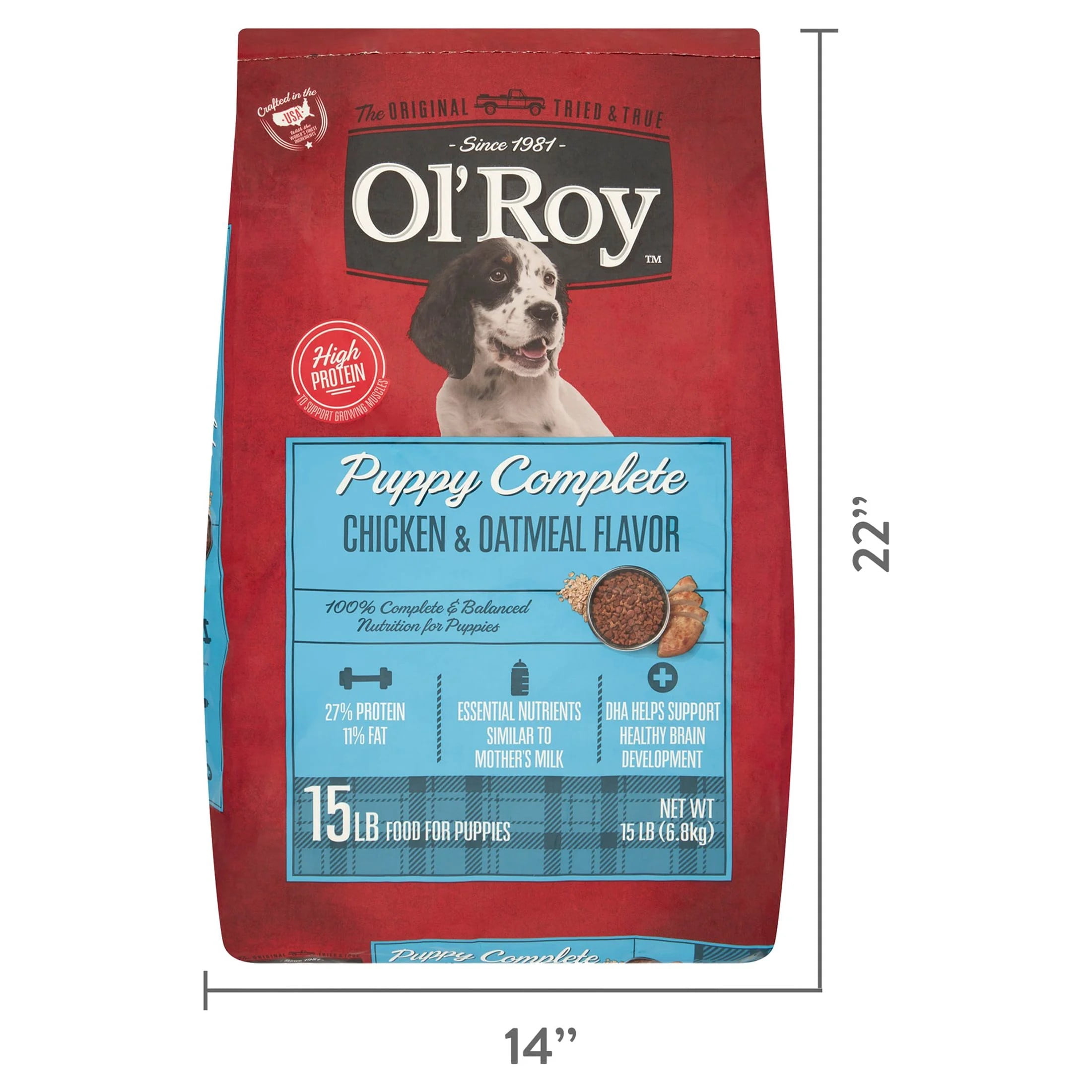 Ol' Roy Puppy Complete Chicken Flavor Dry Food for Puppies, 15 lbs