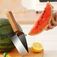 thumbnail image 1 of Cortador de sandía de acero inoxidable con divisor triangular: cuchillo para frutas doméstico para cortar fácilmente melón y cantalupo., 1 of 6