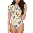 thumbnail image 2 of Fotbe Funny Chicken Women's Crew Neck Short Sleeves Bodysuit Tops Round Neck Slim Sleeveless Soft Comfortable Basic-Small, 2 of 7