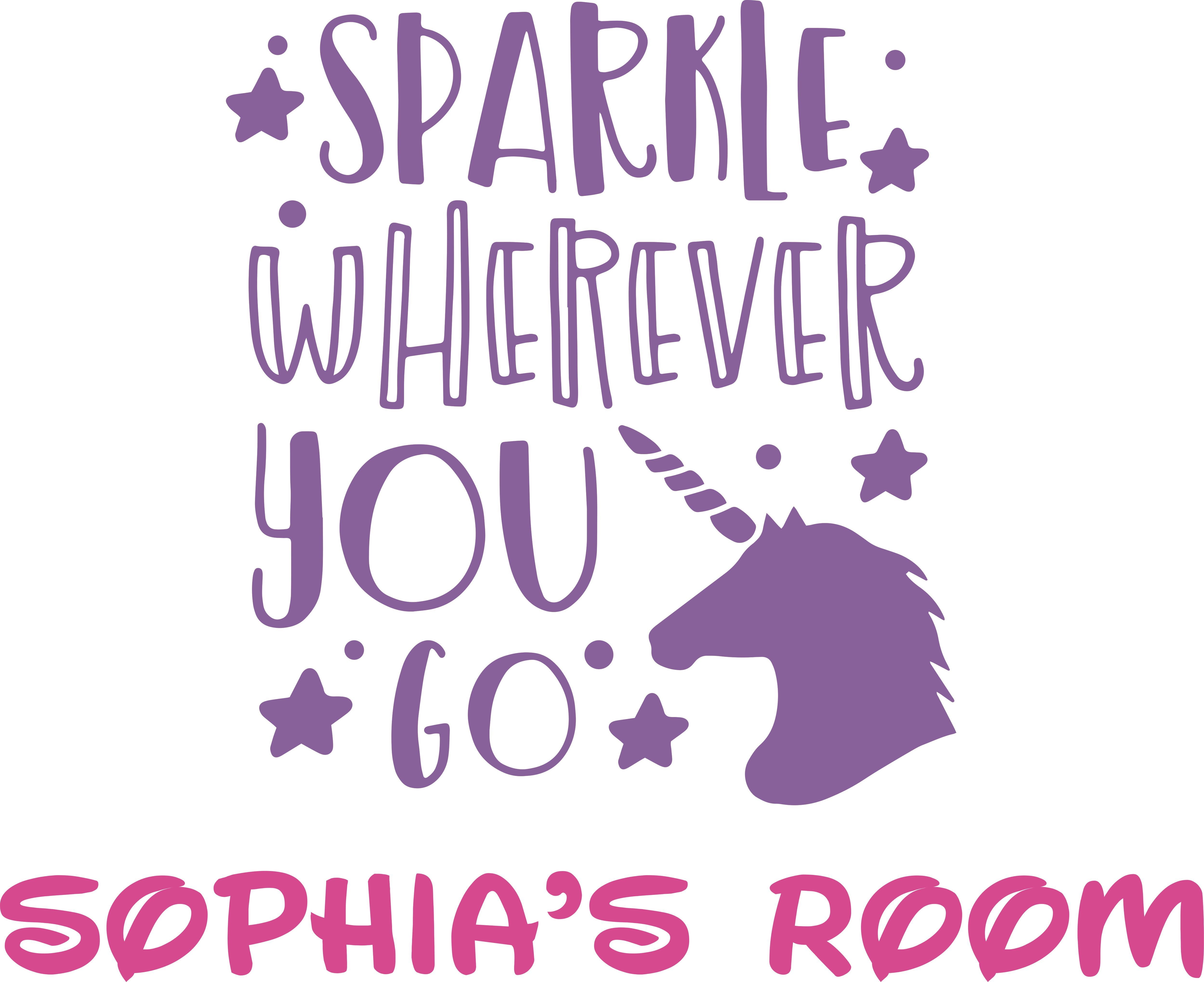 Unicorn Sparkle Wherever You Go Customized Wall Decal Custom Vinyl Wall Art Personalized