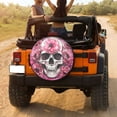 thumbnail image 3 of KAKALAD Sugar Skull Skeleton Flower Pink 07 Spare Tire Cover Universal Vehicle Accessories Buckle Car Tools 16”in, 3 of 6