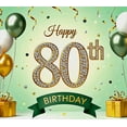 thumbnail image 4 of Green Backdrop Banner with Glittery Happy 80th Birthday Decoration Balloons Presents, Birthday Party Decorations Photography Props Backdrop Background, 4 of 8