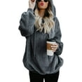 thumbnail image 1 of HTOOQ Chandail à Capuchon Duveteux pour Femmes 1/4 Zip Léger Chandails à Capuchon pour Femmes Pull Sherpa Chandail à Capuchon Chandails en Molleton et Chandails à Capuchon pour Femmes, 1 of 4