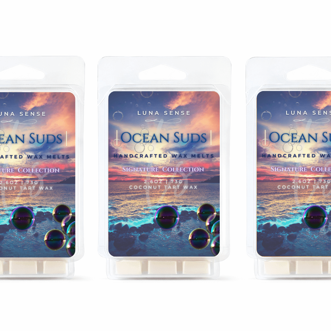 Luna Sense Ocean Suds Wax Melts | Beach Linen & Fresh Air Scent | 3-Pack 18 Wax Cubes