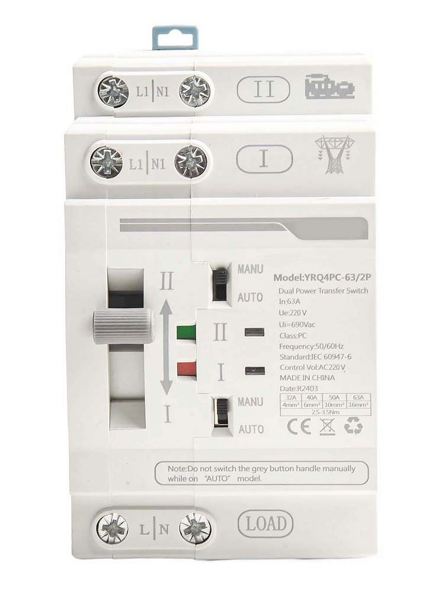 ATS Dual Power Automatic Transfer Switch for Reliable Power Switching 220V 2P 63A