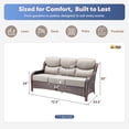 thumbnail image 2 of Giantfurnni Luxury Outdoor Furniture High Back Patio Sofa, Oversized 3-Seater Couch with 6'' Thick Cushions, Ideal for Porch, Poolside, Deck, Yard, Brown Wicker Beige Cushions, 2 of 7