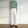 thumbnail image 3 of Pantalones de traje de talla grande para hombre, pantalones de verano rectos recortados de 9 pulgadas, tela elegante y con estilo, muchas reseñas coreanas de vestidos 2024, 3 of 5