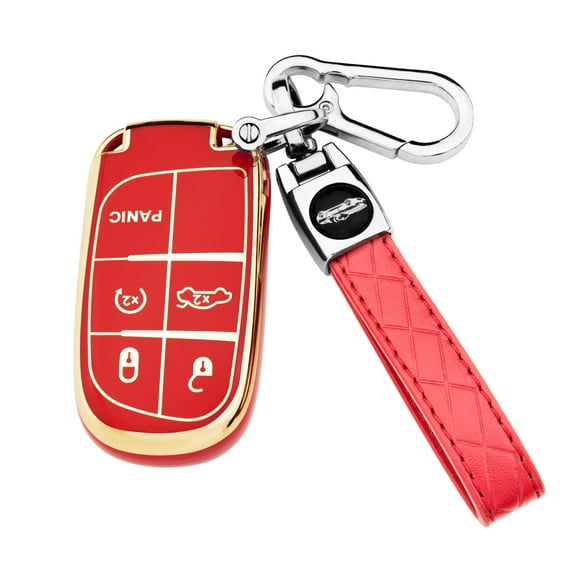 for Jeep Key Fob Cover with Keychain,Soft TPU Key Case Shell Full Protection for Grand Cherokee Renegade Chrysler 200 300 Dodge RAM Durango Challenger Journey Dart Compass Charger
