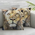 thumbnail image 3 of Orinice Oil Painting Lion Throw Pillow Cover King of Wild Animals Pillow Case Cotton Linen Cushion Cover Decorative for Outdoor Home Couch Yellow, 3 of 5