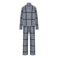 thumbnail image 3 of ShomPort 2PC Casual Outfits for Womens Plaid Pattern Mock Neck Long Sleeve Tees Tops Drawstring Ankle Length Outdoor Cozy Soft Clothes, 3 of 5