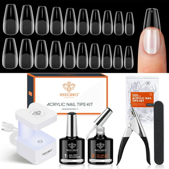 Kit de uñas de gel para uñas postizas Modelones, tamaño mediano, con 500 puntas
