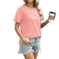 thumbnail image 4 of Fanxing Womens Short Sleeve Summer Tops Dressy Casual Tees Shirts Comfort Solid Color T-Shirts Pink,XXL, 4 of 7