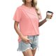 thumbnail image 3 of mfyjkho Tops Casuales Para Mujer, Top/Camiseta Informal De Moda Para Mujer, De Color Liso, Con Cuello Redondo Y Manga Corta Tops De Gimnasio Para Mujer L, 3 of 6
