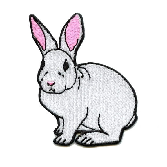White Rabbit Embroidered Iron On Patch