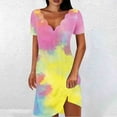 thumbnail image 2 of XuJwPNcy Mini Dress for Women V Neck Short Sleeve Short Tunic Dresses Going out Party Shirt Dresses, 2 of 5