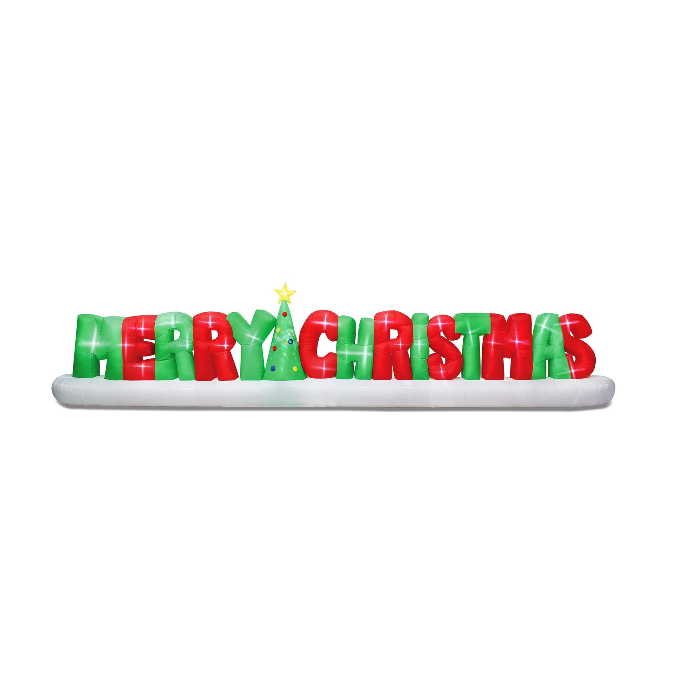 Holiday Time Yard Inflatable Merry Christmas Sign, 20'