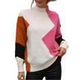 thumbnail image 1 of Gibobby Suéter de Cuello Alto para Mujer, Suéter De Las Mujeres De Punto Jumper Tops Dobladillo Irregular Causal De Manga Larga(Rosa caliente,CH), 1 of 5