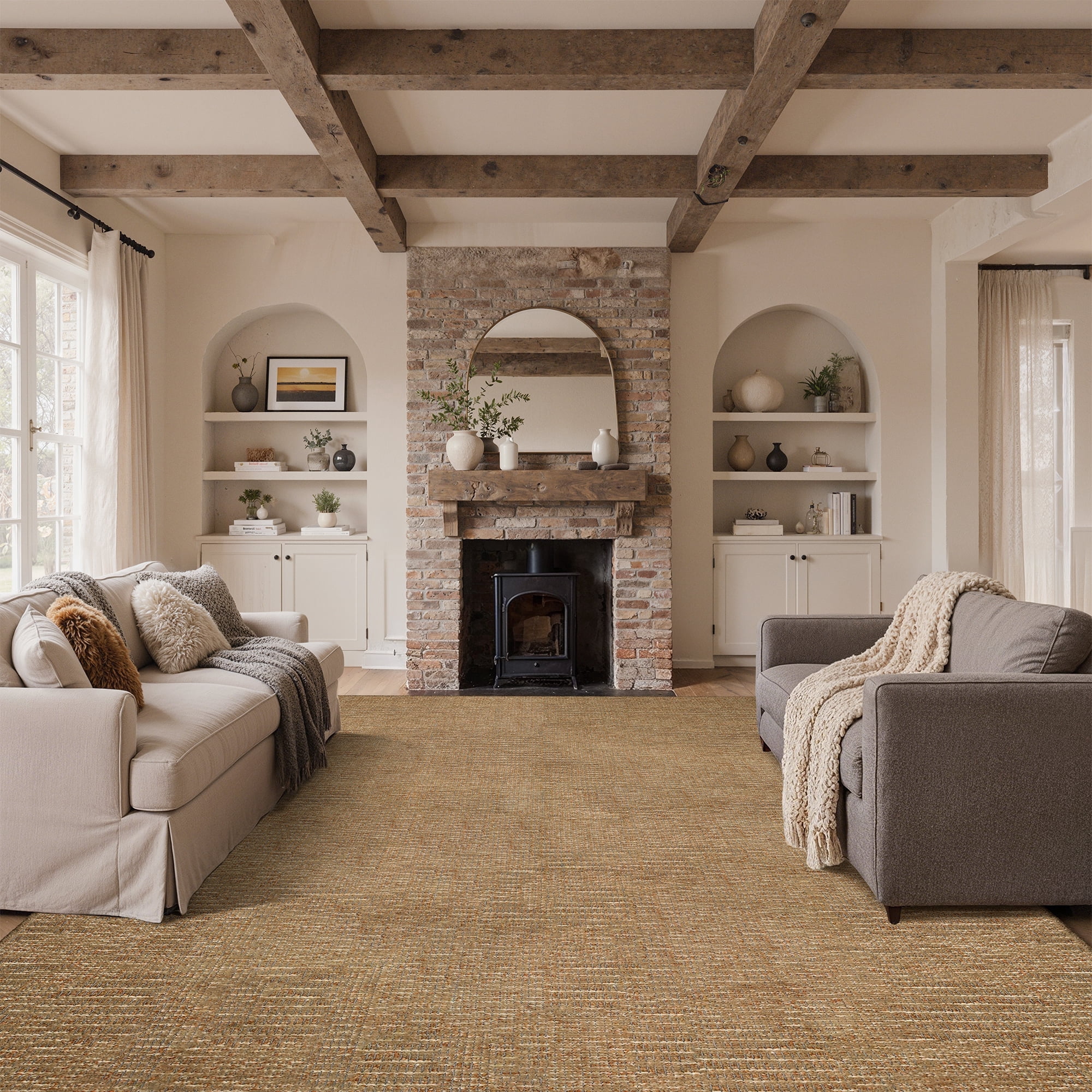 KUETH 8x10 Handwoven Natural Fiber Area Rug, Woven Natural Style Rug, Machine Washable Non-Slip for Living Room、 Bedroom and Dining Room.