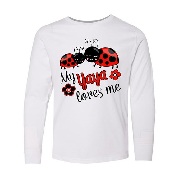 Inktastic My Yaya Loves Me with Cute Ladybugs Long Sleeve Youth T-Shirt
