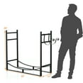 thumbnail image 2 of Gymax 33'' Firewood Rack W/ Removable Kindling Holder Steel Fireplace Wood, 2 of 10