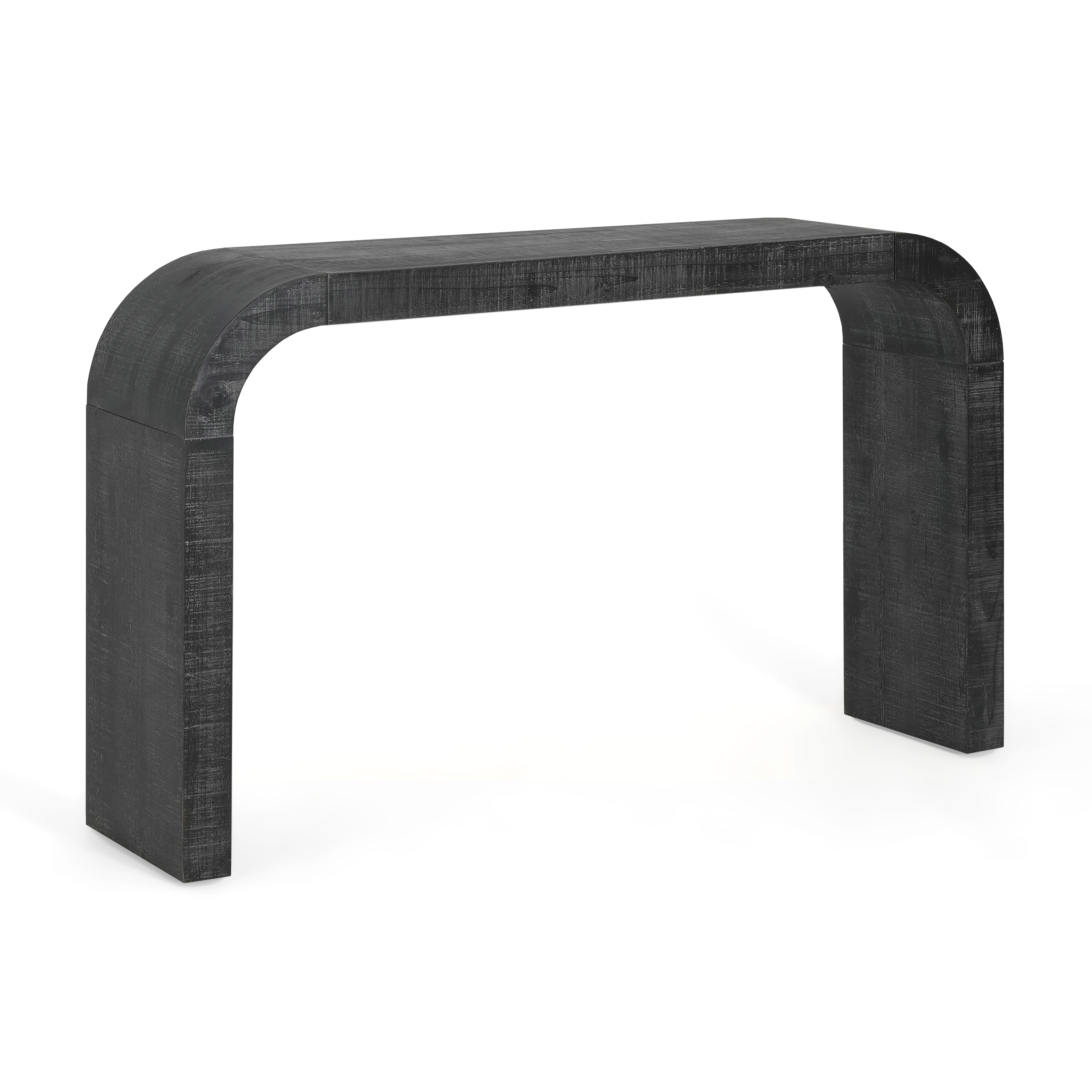 EUROCO Modern Console Table,52" Wood Entryway Table with Curved Edge & Natural Texture,Sofa Table for Living Room,Black
