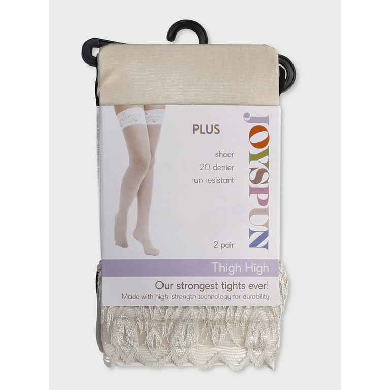 Joyspun Women's Peacock Lace Thigh Highs, 2-Pack, Sizes in