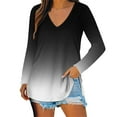 thumbnail image 1 of Haut Classique d'Automne pour Femmes, Col en V, Manches Longues, 95 % Polyester, 5 % Spandex (Gris, TTG), 1 of 4